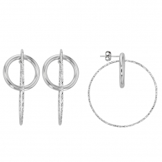 Boucles d'oreilles argent rhodié 925/1000 petit cercle et grand cercle diamanté