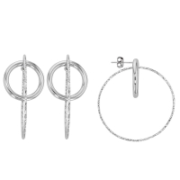 Boucles d'oreilles argent rhodié 925/1000 petit cercle et grand cercle diamanté