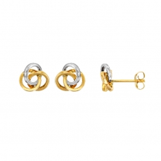 Boucles d'oreilles avec 3 ronds emmêlés Or jaune et blanc 375/1000