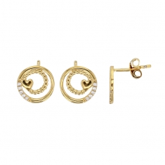 Boucles d'oreilles avec c¶ur et oxydes encerclés, plaqué or