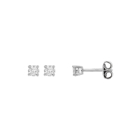 Boucles d'oreilles avec oxyde 3mm serti griffes, argent rhodié 925/1000