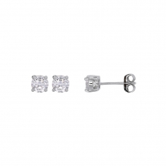 Boucles d'oreilles avec oxyde 3mm serti griffes, argent rhodié 925/1000