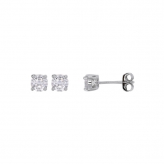 Boucles d'oreilles avec oxyde 3mm serti griffes, argent rhodié 925/1000