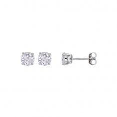 Boucles d'oreilles avec oxyde 3mm serti griffes, argent rhodié 925/1000