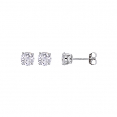 Boucles d'oreilles avec oxyde 3mm serti griffes, argent rhodié 925/1000