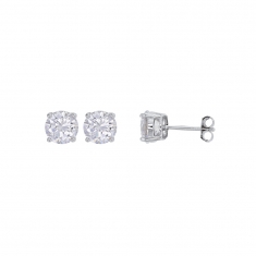 Boucles d'oreilles avec oxyde 3mm serti griffes, argent rhodié 925/1000
