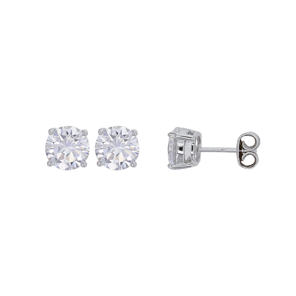 Boucles d'oreilles avec oxyde 3mm serti griffes, argent rhodié 925/1000