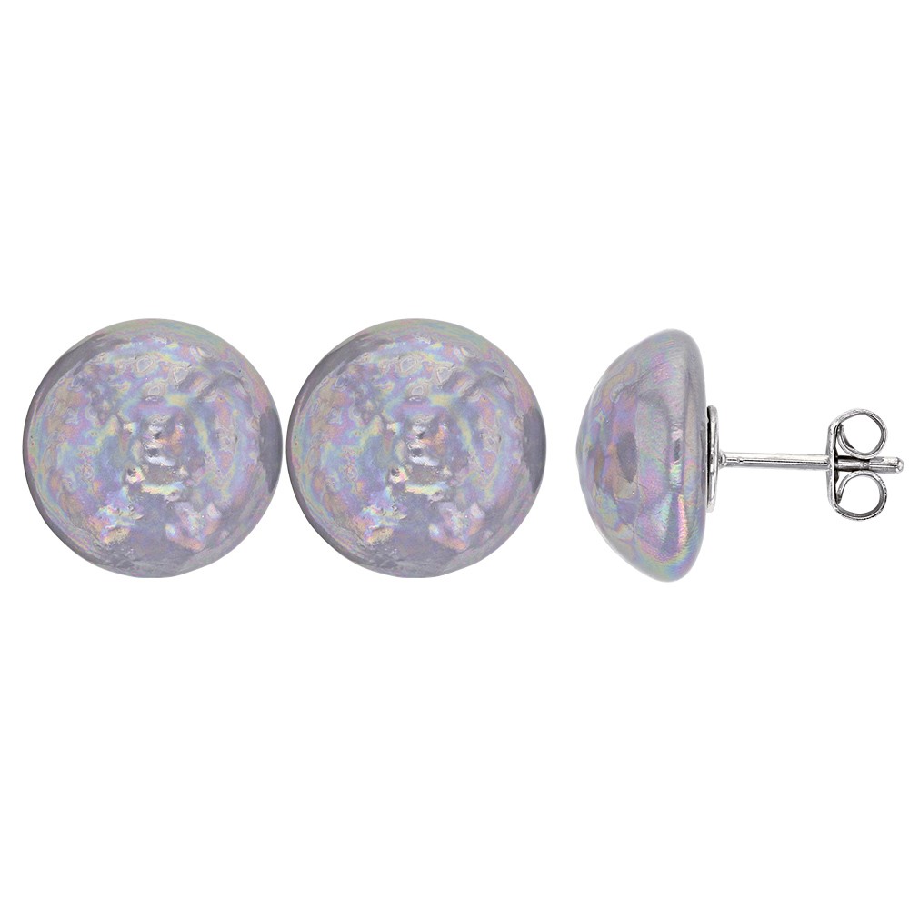 Boucles d'oreilles avec Perles de Majorque baroque grises et fermoir en laiton rhodié