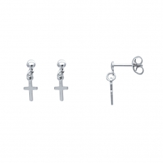 Boucles d'oreilles avec petites Croix Argent 925/1000