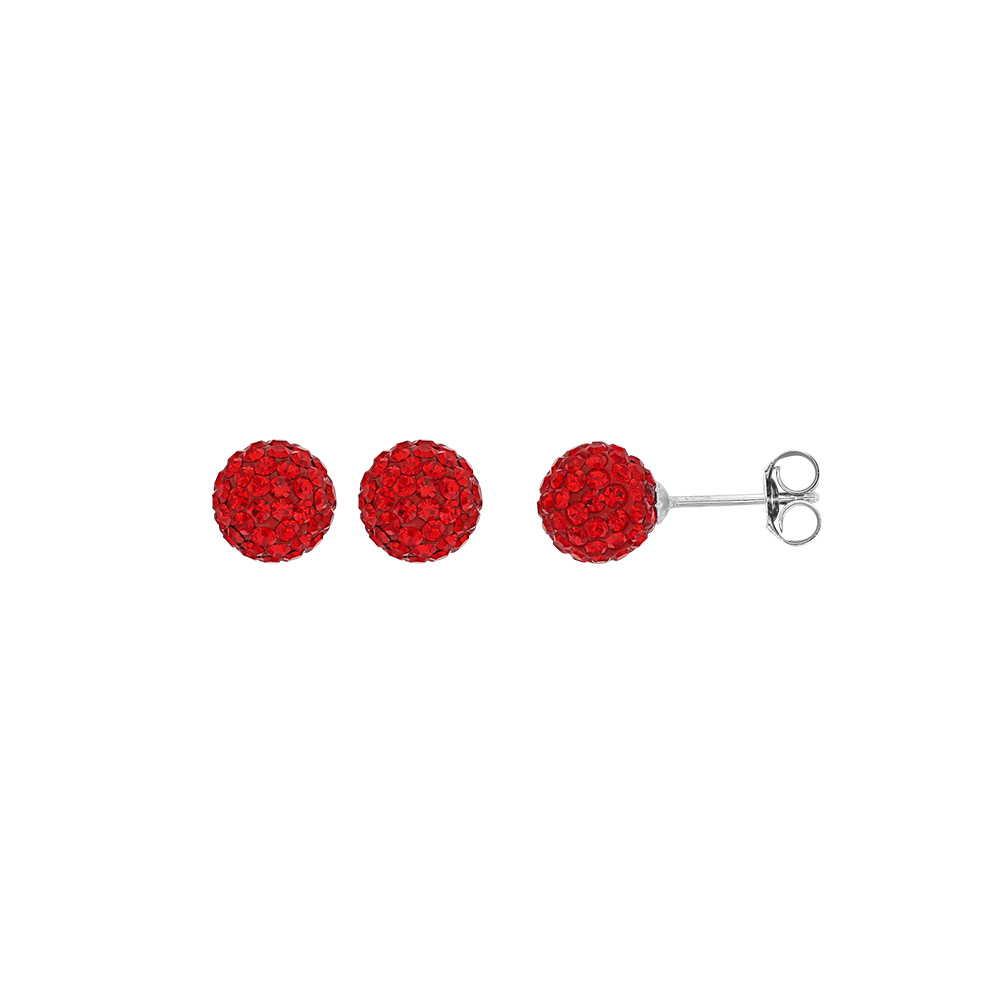 Boucles d'oreilles boule Cristal de bohème en argent rhodié 925/1000