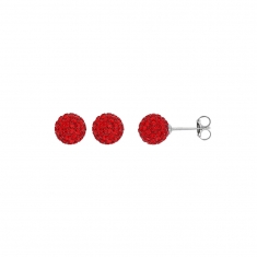 Boucles d'oreilles boule Cristal de bohème en argent rhodié 925/1000
