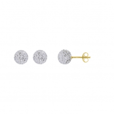 Boucles d'oreilles boules 8mm ornées de cristaux, plaqué or