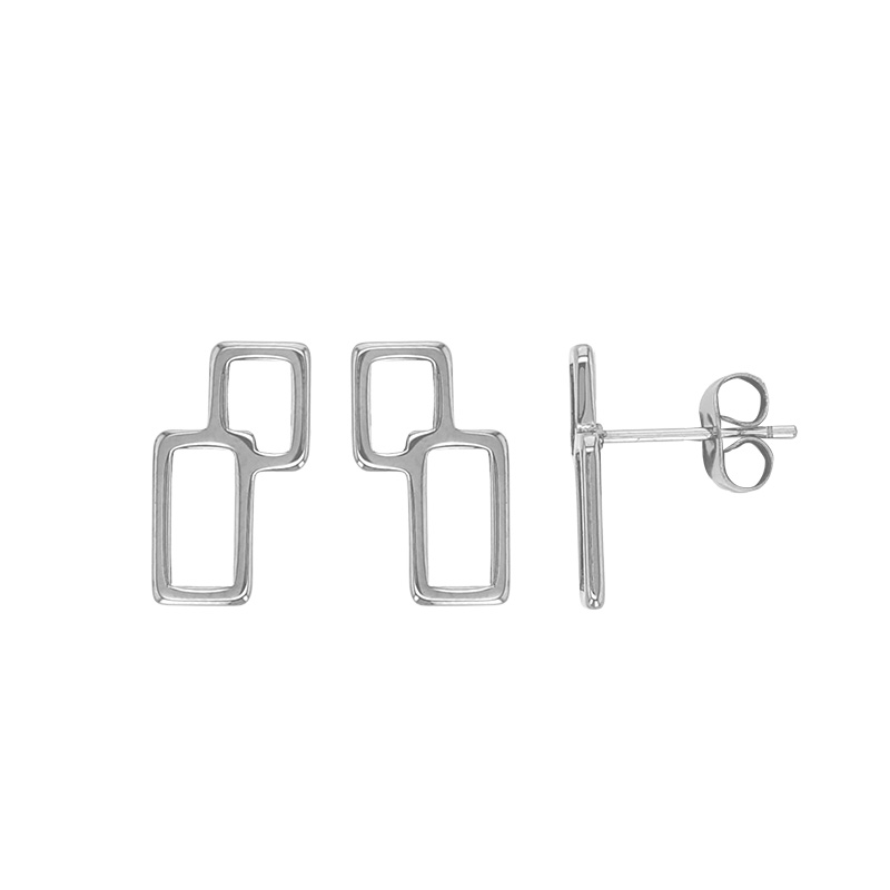 Boucles d'oreilles carré et rectangle en acier
