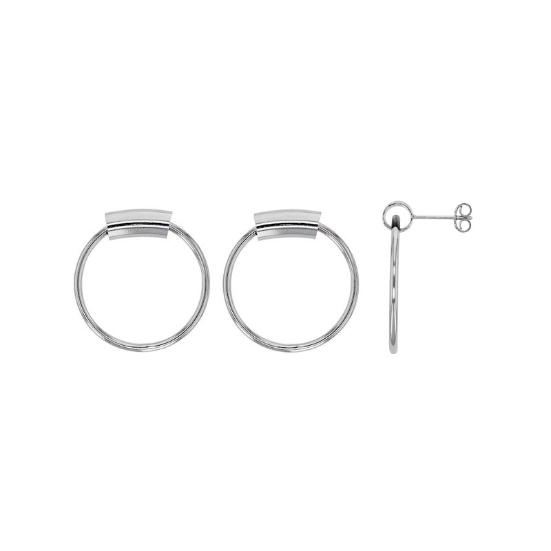 Boucles d'oreilles cercle en argent 925/1000 rhodié collection URBAN
