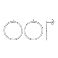 Boucles d'oreilles cercle lisse, argent 925/1000 rhodié