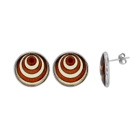 Boucles d'oreilles cercle spirale, ambre cognac en argent 925/1000