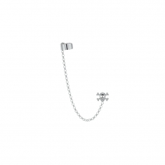 Boucles d'oreilles chaîne, élément tête de mort en argent rhodié 925/1000