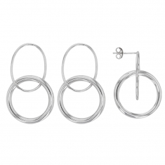 Boucles d'oreilles CIRCLE MANIA en argent rhodié 925/1000 avec 2 cercles unis