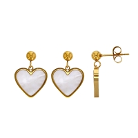 Boucles d'oreilles coeur orné de nacre, acier doré
