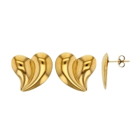 Boucles d'oreilles coeur spirale, acier doré