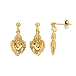 Boucles d'oreilles coeurs bombés en argent 925/1000 doré