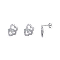 Boucles d'oreilles coeurs entrelacés argent rhodié 925/1000 et oxydes de zirconium