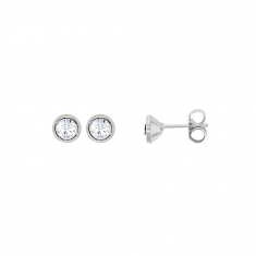 Boucles d'oreilles cristal blanc sertis clos, argent 925/1000