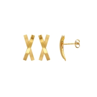 Boucles d'oreilles croix Or 375/1000 mat et brillant