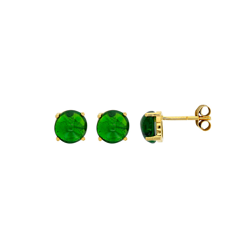 Boucles d'oreilles Diopside diam. 7mm, Or 750/1000