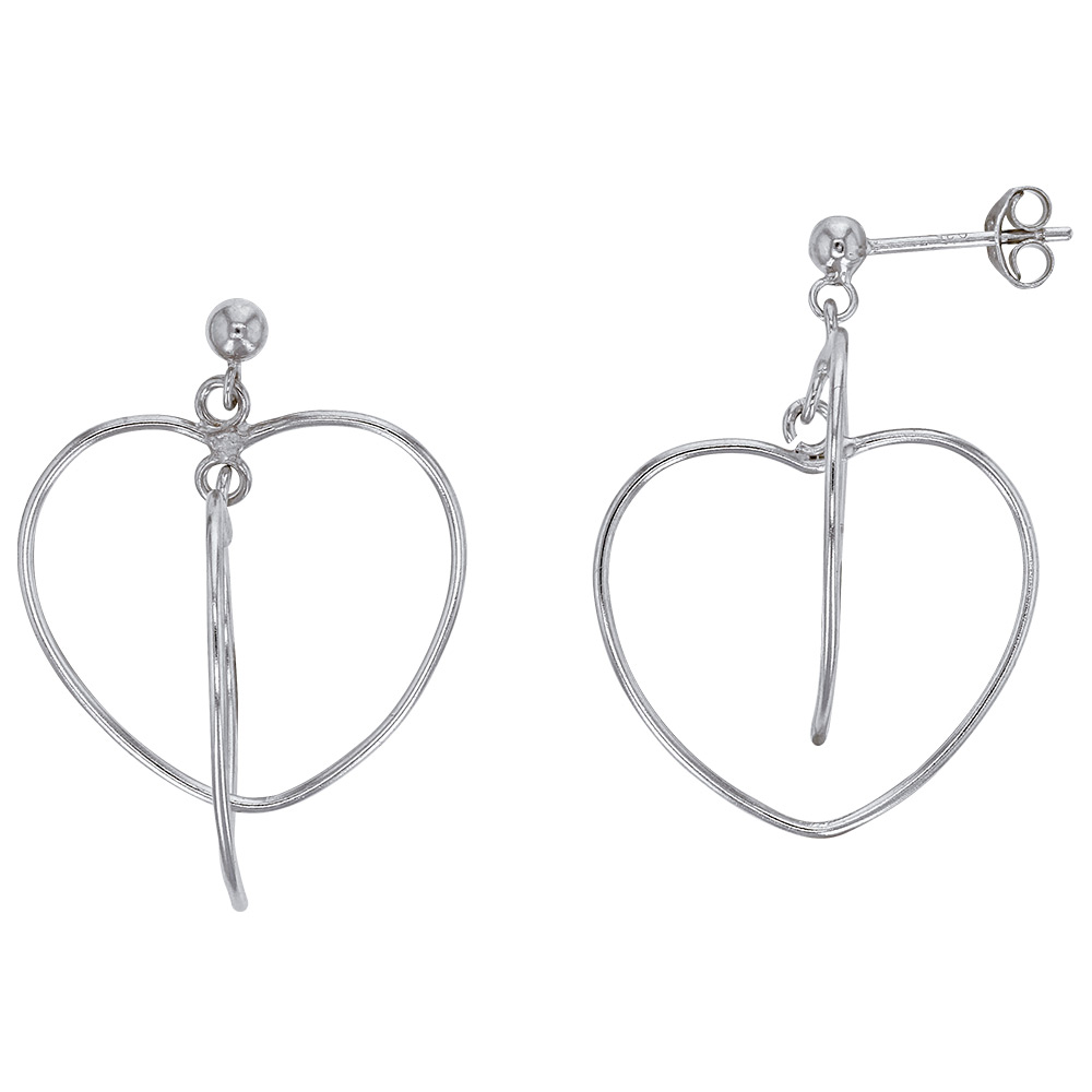 Boucles d'oreilles double coeurs superposés en argent 925/1000