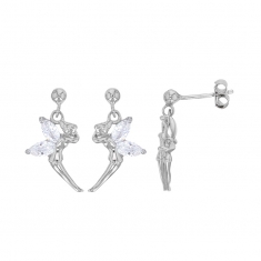 Boucles d'oreilles elfe Oxyde teinté améthyste en Argent rhodié 925/1000