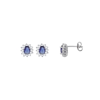 Boucles d'oreilles empierrés en argent rhodié 925/1000 avec oxyde de zirconium teinté