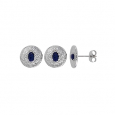 Boucles d'oreilles en acier martelé et Lapis-lazuli