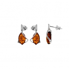 Boucles d'oreilles en Ambre et Argent 925/1000 rhodié