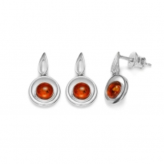 Boucles d'oreilles en Ambre et Argent 925/1000 rhodié