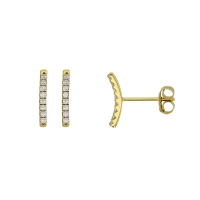 Boucles d'oreilles en Argent 925/1000 doré pendants avec oxydes de zirconium