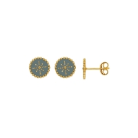 Boucles d'oreilles en argent 925/1000 doré ronds en émail gris avec étoile