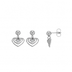 Boucles d'oreilles en argent 925/1000 rhodié - coeurs ajourés avec oxydes de zirconium