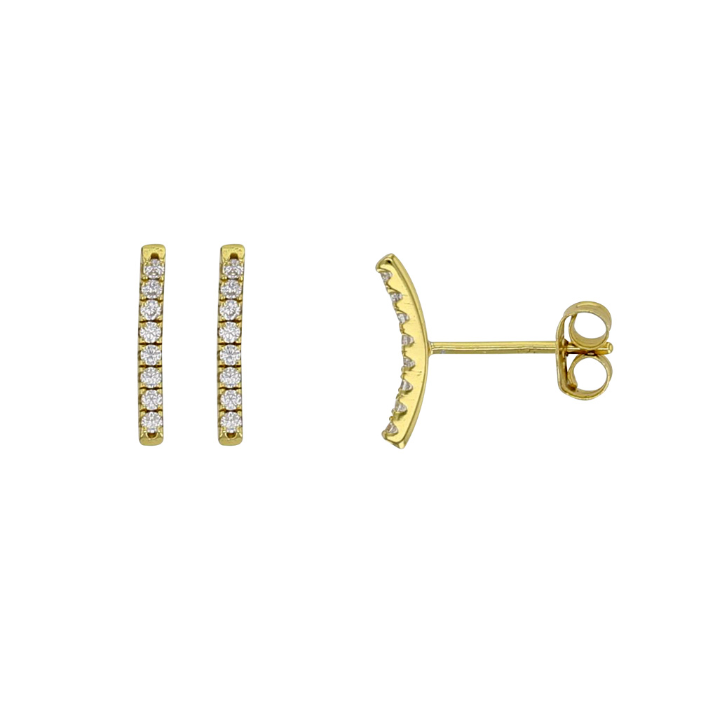 Boucles d'oreilles en Argent 925/1000 doré pendants avec oxydes de zirconium
