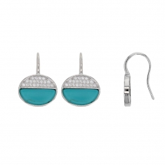 Boucles d'oreilles en Argent rhodié 925/1000 avec oxydes de zirconium et howlite