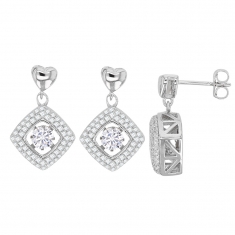 Boucles d'oreilles en Argent rhodié 925/1000 en forme losange avec Oxydes de zirconium