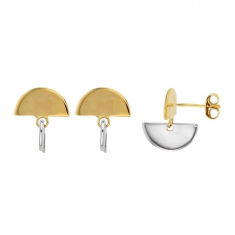 Boucles d'oreilles en Argent rhodié 925/1000 et argent doré demi cercle