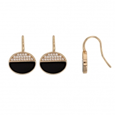 Boucles d'oreilles en Argent rhodié 925/1000 et oxydes de zirconium et onyx