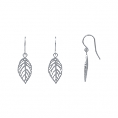 Boucles d'oreilles en argent rhodié 925/1000 - feuille ajourée