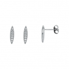 Boucles d'oreilles en argent rhodié 925/1000 fines en pointe ornées d'oxydes de zirconium