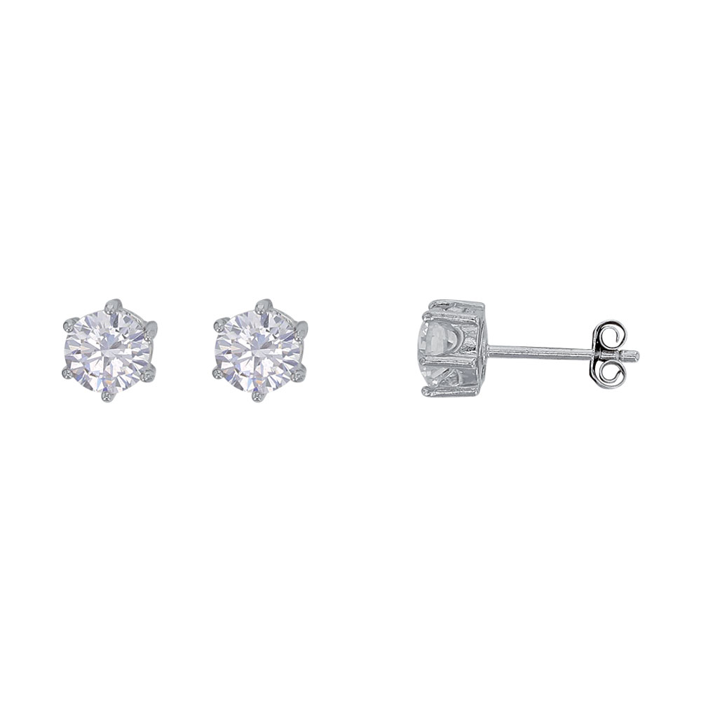 Boucles d'oreilles en argent rhodié 925/1000 avec oxyde de zirconium