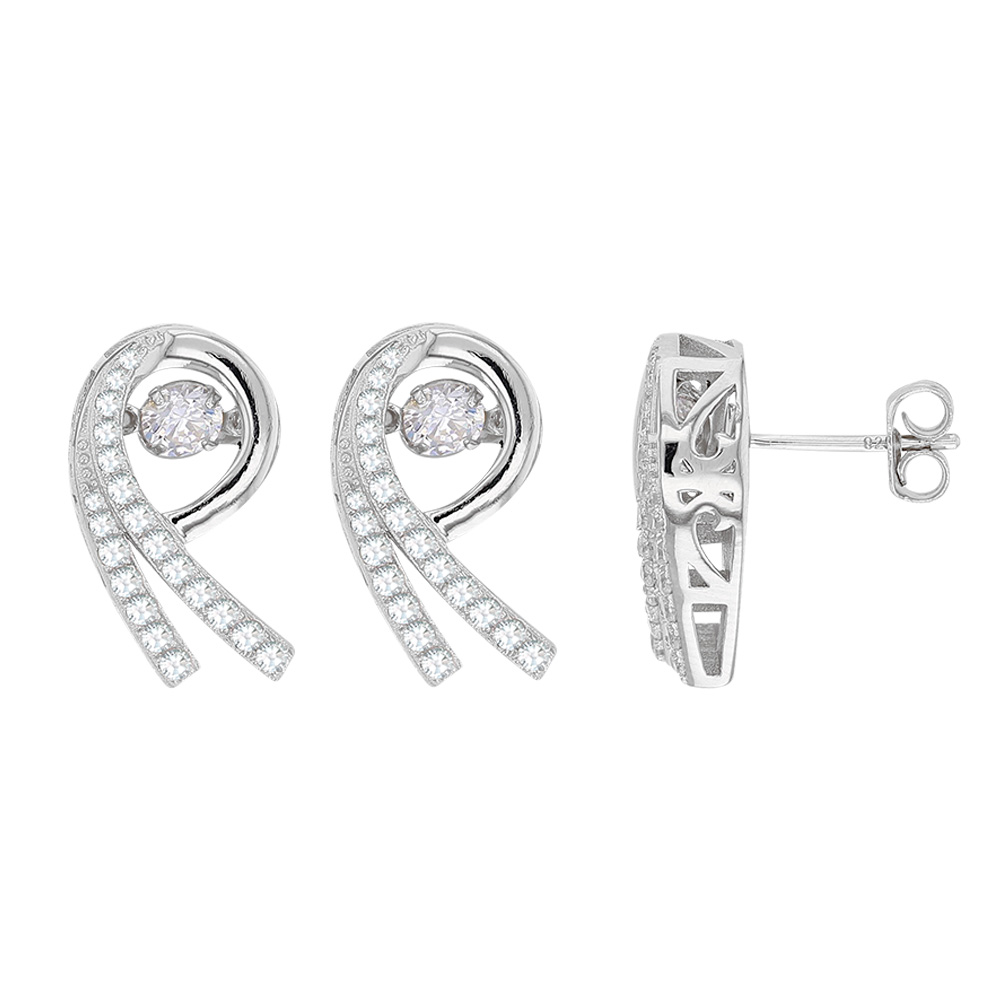 Boucles d'oreilles en Argent rhodié 925/1000 - Dancing Stone empierrées avec oxydes de zirconium