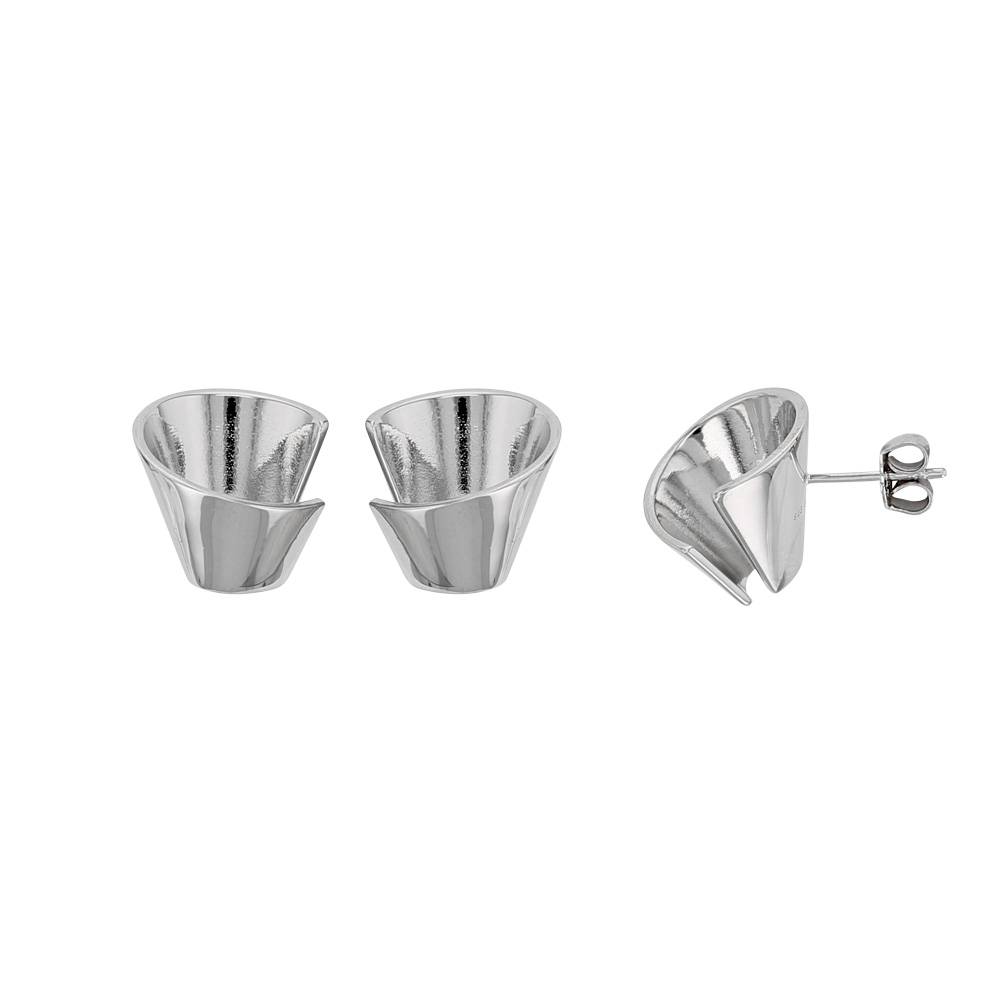 Boucles d'oreilles en Argent rhodié 925/1000 - entonnoir