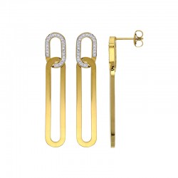Boucles d'oreilles en maille ovales allongées acier doré