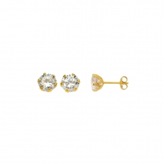 Boucles d'oreilles en or 750/1000 avec oxyde de zirconium (6 griffes)